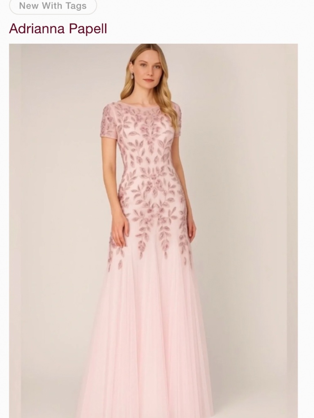 NWT Adrianna Pappell beaded dress lightest pink size 10